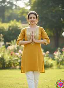 Colección de Kurtis Cortos de Algodón Sulb con Bordado Multicolor, Ropa Étnica India, Túnica a Precio Bajo - Product Image 4