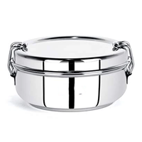 Boîtes à lunch pour adultes en acier inoxydable au design moderne, double niveau, 2 compartiments, étanches, légères, 300 ml, matériau de qualité alimentaire, faciles à utiliser
