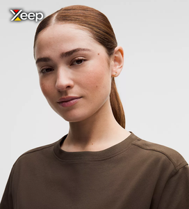 XEEP Customize <b>Women's</b> Casual Lightweight Breathable Workout Knitted Spandex/Cotton Solid Embroidered <b>V</b>-<b>neck</b> <b>T</b>-<b>Shirt</b> Loose Fit - Product Image 4