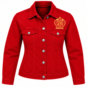 Chaqueta Vaquera Roja para Mujer PDK, Chaqueta Vaquera Clásica con Botones al Frente, Bordado en el Pecho, Mangas Largas y Estilo Casual Cómodo - Product Image 6
