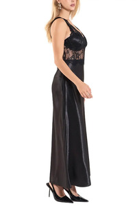 Women‘s Elegant <b>White</b> Satin <b>Maxi</b> Dress With Lace Bodice Sweetheart Neckline Strapless Sheath Formal Gown Party Dress - Product Image 5