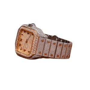 Custom High Quality Men's Mechanical Quartz Chronograph <b>Watch</b> 10mm Band Width Sapphire Glass Iced Moissanite Dial Leather Luxury - Product Image 1