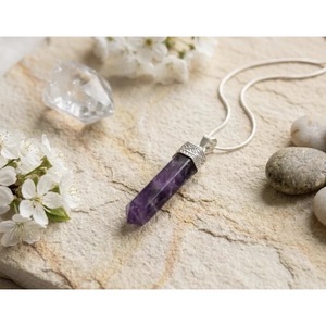 Colgante de cristal de amatista hecho a mano, collares de cristal natural al por mayor de la India - Product Image 1