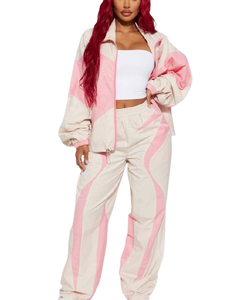 Ensemble de survêtement coupe-vent personnalisable avec logo OEM/ODM pour femme, doublure en mesh, coupe-vent, grande taille, respirant, fermeture éclair, imprimé - Product Image 2