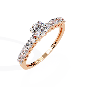 Women's Lab Grown Diamond <b>Solitaire</b> <b>Ring</b> Gold Plated Engagement Wedding Band Round Brilliant Bridal Jewelry - Product Image 5