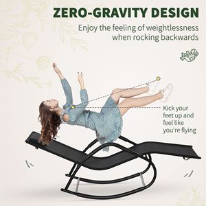 Sdraio a dondolo moderna nera a gravità zero per esterni, sedia da patio per prendere il sole a bordo piscina, arredo da giardino - Product Image 5