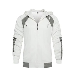 Ensemble de survêtement unisexe blanc et gris à blocs de couleur, sweat-shirt à capuche zippé à manches longues et pantalon décontracté pour adultes, idéal pour l'automne - Product Image 3