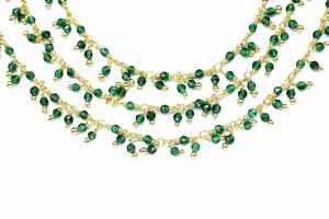 Chaîne de chapelet en perles de cristal vert émeraude, plaquée or, faite à la main, imitation antique, motif animalier, pour la fabrication de bijoux, vente en gros - Product Image 5