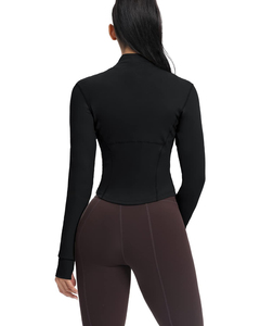 Women's Black Full Sleeve <b>Yoga</b> <b>Jacket</b> Stand Collar With Zip Closure Skinny Fit Sweat-Wicking Athletic <b>Yoga</b> <b>Jackets</b> For Women's - Product Image 2