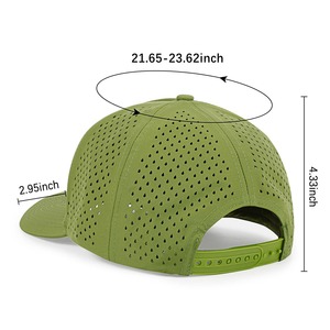 Casquette de golf verte à 6 panneaux avec logo brodé 3D, trous laser, ajustement arrière, unisexe, style sportif, pour une utilisation en extérieur au printemps et en été - Product Image 4