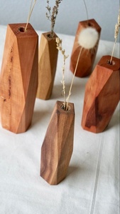 Vase mural en bois massif et bambou fait main, design moderne et luxueux, écologique, durable, décoration de salon, élégance naturelle, collection - Product Image 4