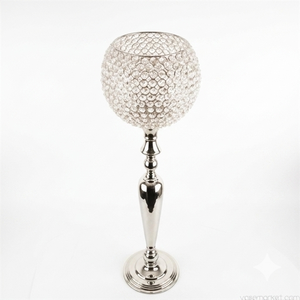 Luxury Crystal Beaded Candle Holder Elegant <b>Silver</b> Metal Tealight Stand for Wedding Centerpieces and Modern Home Decoration - Product Image 1