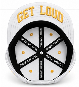 Gorra Snapback Blanca de 6 Paneles con Bordado de Letras Gold Index Apparel, Gorra de Hip Hop Unisex de Algodón - Product Image 6