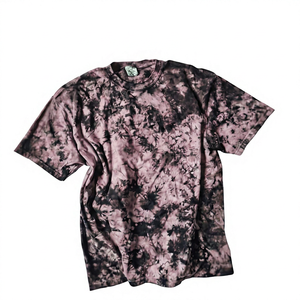 Camiseta de Hombre con Cuello Redondo y Manga Raglán, Diseño Tie-Dye, Tejido de Punto, Corte Holgado Informal, Estampado Azul y Negro, 100% Algodón Transpirable - Product Image 2
