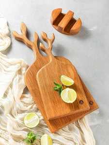 Planche à découper en bois d'acacia et résine avec poignée pour servir, planches à découper de cuisine, pizza, pain, fromage, charcuterie, fruits, légumes - Product Image 3