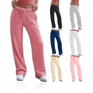 Pantalones Deportivos Casuales de Cintura Alta para Mujer, Cómodos, de Color Sólido, con Cordón Elástico, Estampado Tejido, Estilo Plano - Product Image 1