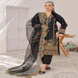 Vestidos de Fiesta Elegantes para Mujer, Trajes Punjabi de 3 Piezas de Organza Bordada, Bin Hameed Volume JANAN, Temporada de Bodas, Completamente Cosidos - Product Image 6