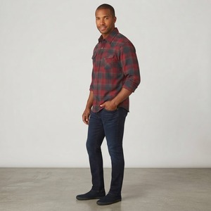 Chemise en flanelle décontractée à manches longues en polyester et coton à carreaux confortable pour homme – Vente en gros usine - Product Image 3