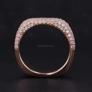 Round Cut Pave <b>Set</b> Unisex Wedding Band 925 <b>Sterling</b> <b>Silver</b> Rhodium Plated Stackable Cluster <b>Ring</b> Hip Hop Style Statement Jewelry - Product Image 2