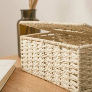 Boîte à mouchoirs en jute faite à la main – Porte-mouchoirs décoratif en fibres naturelles pour la décoration intérieure et les cadeaux d'entreprise - Product Image 5