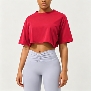 Camiseta Corta Oversize de Moda para Mujer, Impresión Personalizada, Algodón, Informal, Directo de Fábrica, Camisetas Cortas Ligeras para Mujer - Product Image 5