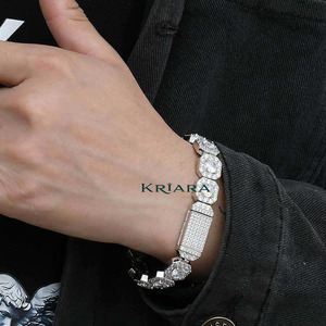 Bracelets joncs en moissanite plaqué or 18 carats pour femme, de luxe, à taille coussin, sertis à griffes, bijoux de mariage géométriques - Product Image 2