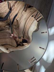 Handmade Wooden <b>Table</b> Clock with Epoxy Resin Live Edge Wood & Mirror Acrylic <b>Numbers</b> Modern Natural Home Decor - Product Image 3