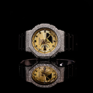 Hip Hop Bust G Sh0 <b>Watch</b> Fully Iced VVS Moissanite Diamonds Custom Gold Plated Luxury Analog <b>Rubber</b> 3Bar Mechanical Movement - Product Image 2