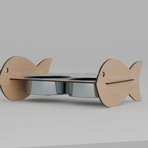 Cuenco doble para perros con forma de casa de lujo, producto para mascotas de MDF de corte menor, alimentador de agua portátil para cachorros y perros para suministro de agua y comida para mascotas - Product Image 5