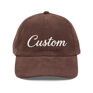 Wholesale Custom Logo Embroidery Corduroy Baseball Cap 6 Panel Cotton Casual Style Unisex <b>Dad</b> <b>Hat</b> Unstructured Curved Brim - Product Image 1