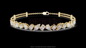 Pulsera de Doble Cadena con Diamantes Cultivados en Laboratorio de Corte Mixto y Múltiples Formas en Oro Amarillo de 14K, Joyería Fina - Product Image 4
