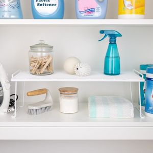 Wire Stacking Shelf 22"x10"x7" White Metal <b>Kitchen</b> <b>Pantry</b> Organizer for Adults - Product Image 3
