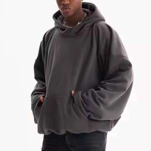 Sudadera con Capucha Unisex, Color Beige Sólido, Felpa Francesa, Estilo Casual, Bolsillo Frontal, Corte Regular, 100% Algodón, Bordada, Transpirable - Product Image 4