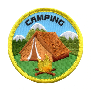 Patch brodé de camping à coudre, motif tente et feu de camp, pour les amateurs de plein air, idéal comme cadeau - Product Image 1