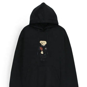 เสื้อฮู้ดดี้พิมพ์ลายการ์ตูนหมีสีดำสำหรับผู้ชายรุ่นใหม่ปี 2026 เสื้อสวมหัวลำลองมีกระเป๋าหน้า - Product Image 2