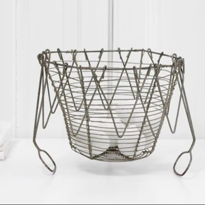 Industrial Style Wire <b>Egg</b> <b>Basket</b>, Iron Kitchen <b>Egg</b> Keeper with Carry Handle - Product Image 1