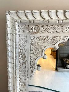 Hand Carved Vintage Wooden Wall <b>Mirror</b> Decorative Rustic Rectangular Accent <b>Mirror</b> for Home Decor - Product Image 4