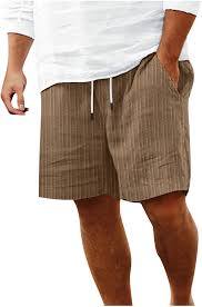 Pantalones Cortos de Verano Texturizados y Acanalados para Hombre - Shorts Casuales Transpirables para la Playa con Cintura Elástica y Cordón de Contraste para Usar en Vacaciones - Product Image 3