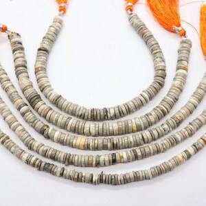 Cuentas de Jaspe Bumble Bee AAA Heishi de 7-8 mm con forma de neumático, cuentas de piedras preciosas Bumble Bee de 8 pulgadas para joyería - Product Image 4