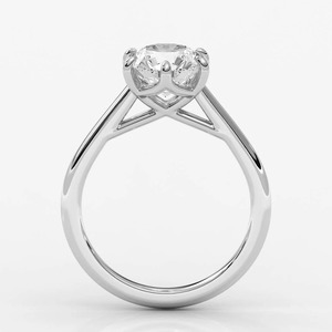 Anillo de Compromiso Solitario de Lujo con Diamante Cultivado en Laboratorio de 3 Quilates, Corte Brillante Redondo, en Oro de 14K, con Seis Puntas Tipo Catedral, para Mujer - Product Image 2