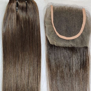 Extensions de cheveux humains vierges bruts, pré-épilées, bouclées en vague profonde, avec closure en dentelle HD transparente à raie libre, vente en gros - Product Image 5