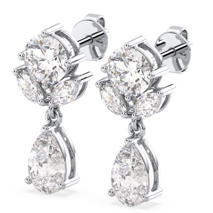 REYES Exquises boucles d'oreilles pendantes en or massif 14 carats avec moissanite taille poire 3,51 carats, bijoux minimalistes pour femme, cadeau d'anniversaire de mariage - Product Image 2