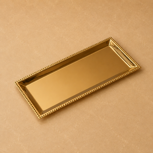 Exclusive Stainless Steel <b>Rectangular</b> Serving Tray Brushed <b>Gold</b> Finish Premium Display Platter Elegant Table Organizer - Product Image 4
