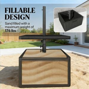 Base per Ombrellone Nera con Tavolino da Caffè, Supporto per Ombrellone da Terrazza e Cortile, Solo Base per Set da Giardino - Product Image 3