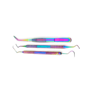 Multi-Color Rainbow Dental Hygiene Set 4 Piece Basic Dental Instruments Kit Stainless Steel Dental <b>Tooth</b> <b>Pick</b> Mouth Mirror - Product Image 5