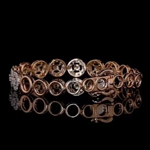 White Round Moissanite Diamond <b>Bracelet</b> & Bangle Round in 18K Yellow Gold Cut Jewelry - Product Image 2