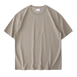 T-shirt en coton uni surdimensionné pour homme, col rond, manches courtes, couleur unie, décontracté, respirant, en jersey tricoté, coupe ample, poids lourd 320g - Product Image 1