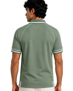 Camiseta Polo Personalizada para Hombre en Verde Salvia, Ropa Deportiva Casual de Verano, Transpirable, para Golf, con Manga Raglán Premium - Product Image 2