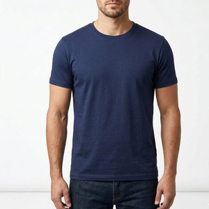 Camiseta de Manga Corta para Hombre, Cuello Redondo, Color Azul Marino, 100% Algodón Jersey, Teñido Liso, Corte Regular, Estilo Casual, Logotipo Personalizado, Venta al Por Mayor - Product Image 4