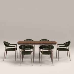 Juego de Mesa de Comedor Rectangular Resistente y Minimalista con Seis Sillas Cómodas para el Hogar, Muebles para Restaurante, Uso en Exteriores - Product Image 2